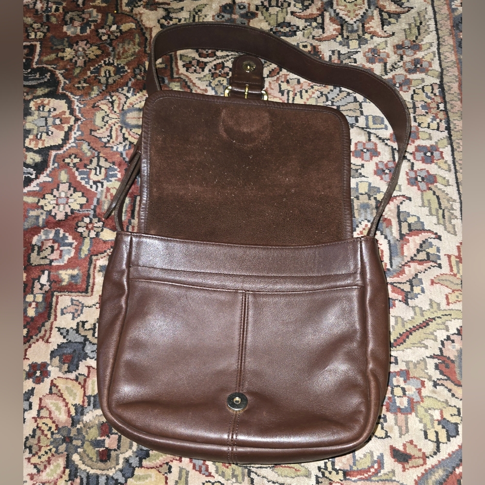 Coach 4164 Bedford Flap Dark Brown Leather Shoulder Bag - Picture 2 of 7